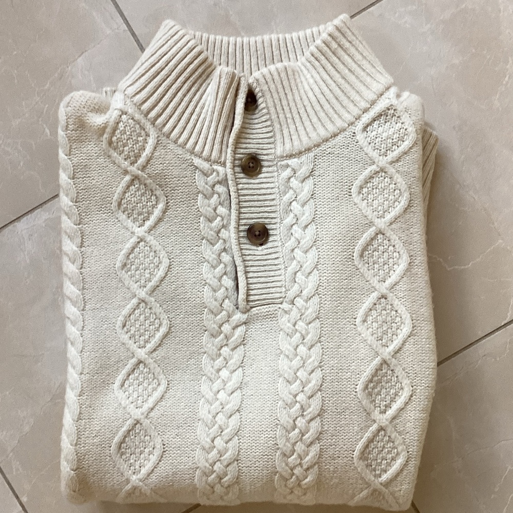 Southern Tide Men's Cream Fisherman Sweater